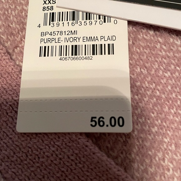NWT BP Nordstroms Emma Plaid Short Cropped Cardigan Purple/Mauve Sweater - Picture 5 of 7